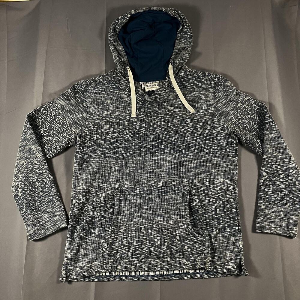 Hang Ten Hoodie Womens XL Blue Gray Pullover Kangaroo Pocket Lightweight Sweater